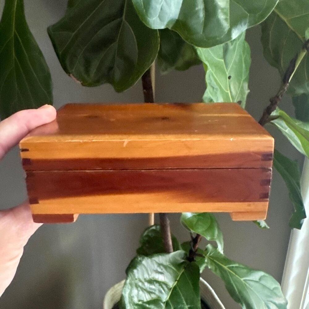 Vintage Vintage Handmade Cedar Wood Box – Dovetail Corners, Brass Hardware
